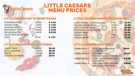 the little caesars menu|little caesars menu with prices 2024.